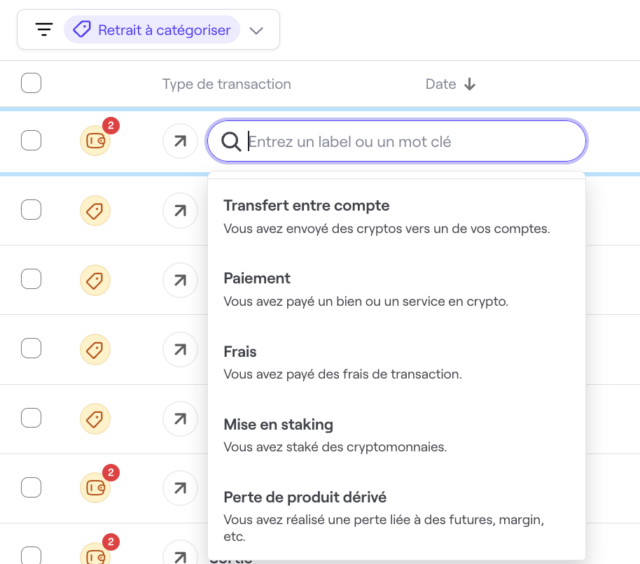 Trier ses transactions