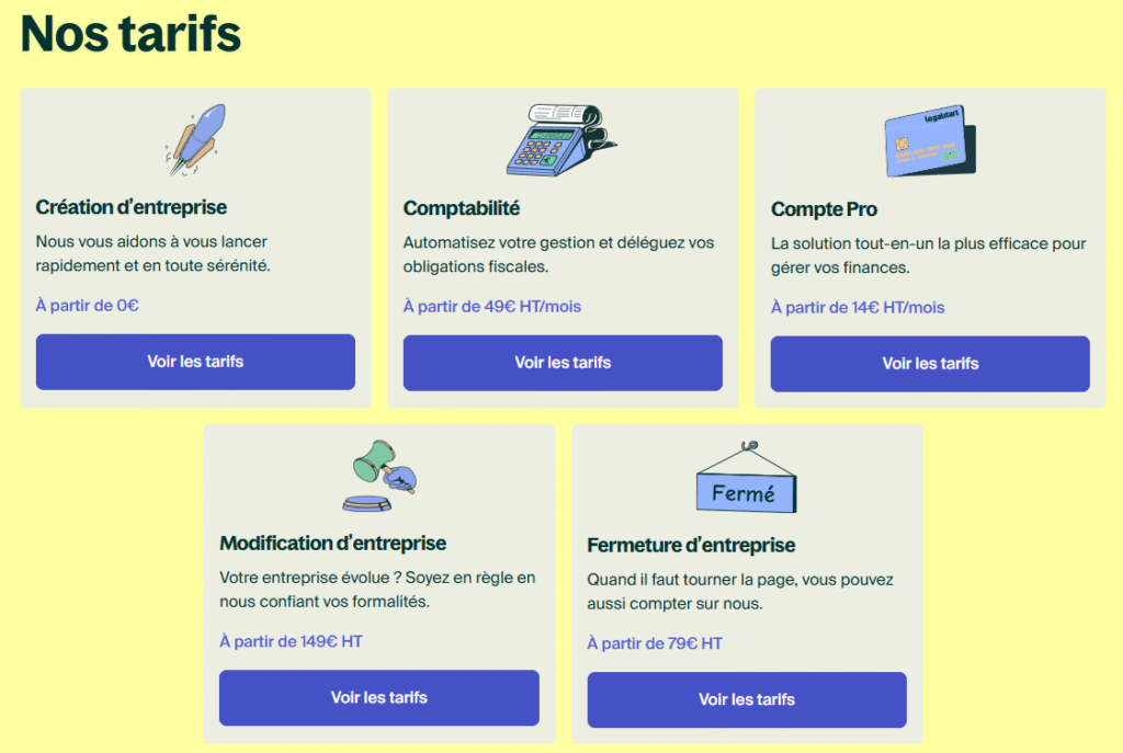 Tarif Legalstart