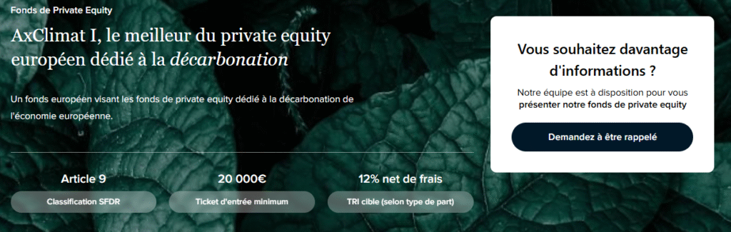 En apprendre plus sur Anaxago et ses services Fonds de private equity à impact climat