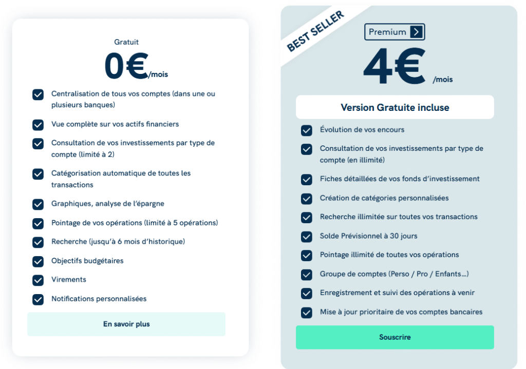 Linxo Gratuit vs Prenium