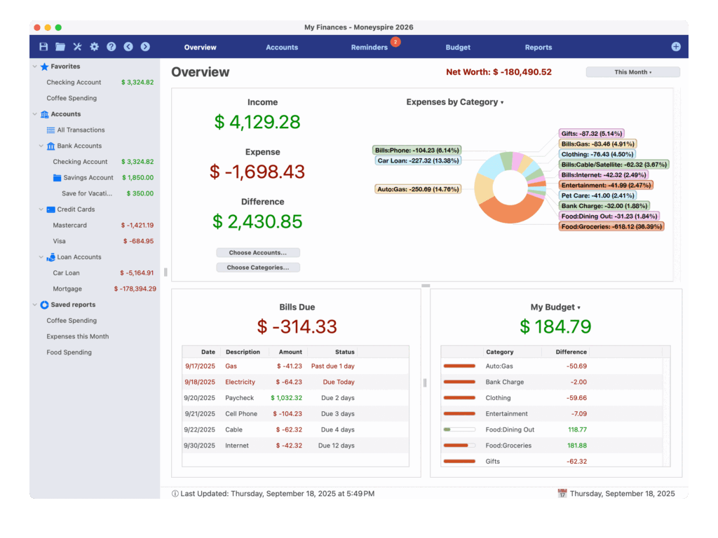 App gestion de budget MoneyDance