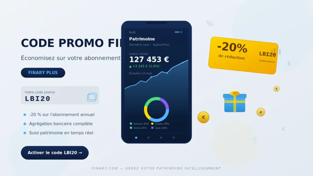 code promo Finary LBI20 : -20% sur Finary Plus