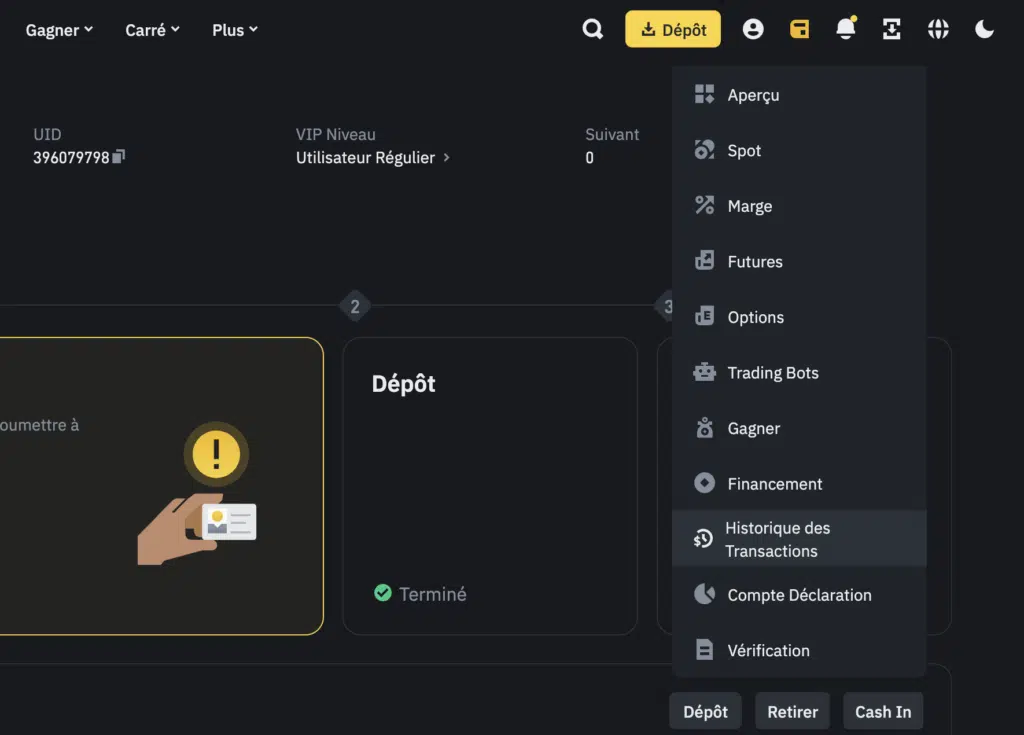 récupérer vos données Binance