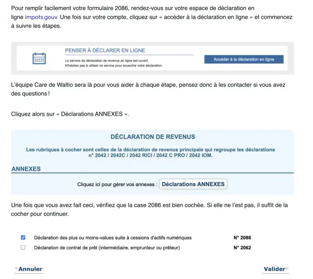 déclaration des opérations imposables de cryptomonnaies (Cerfa 2086)